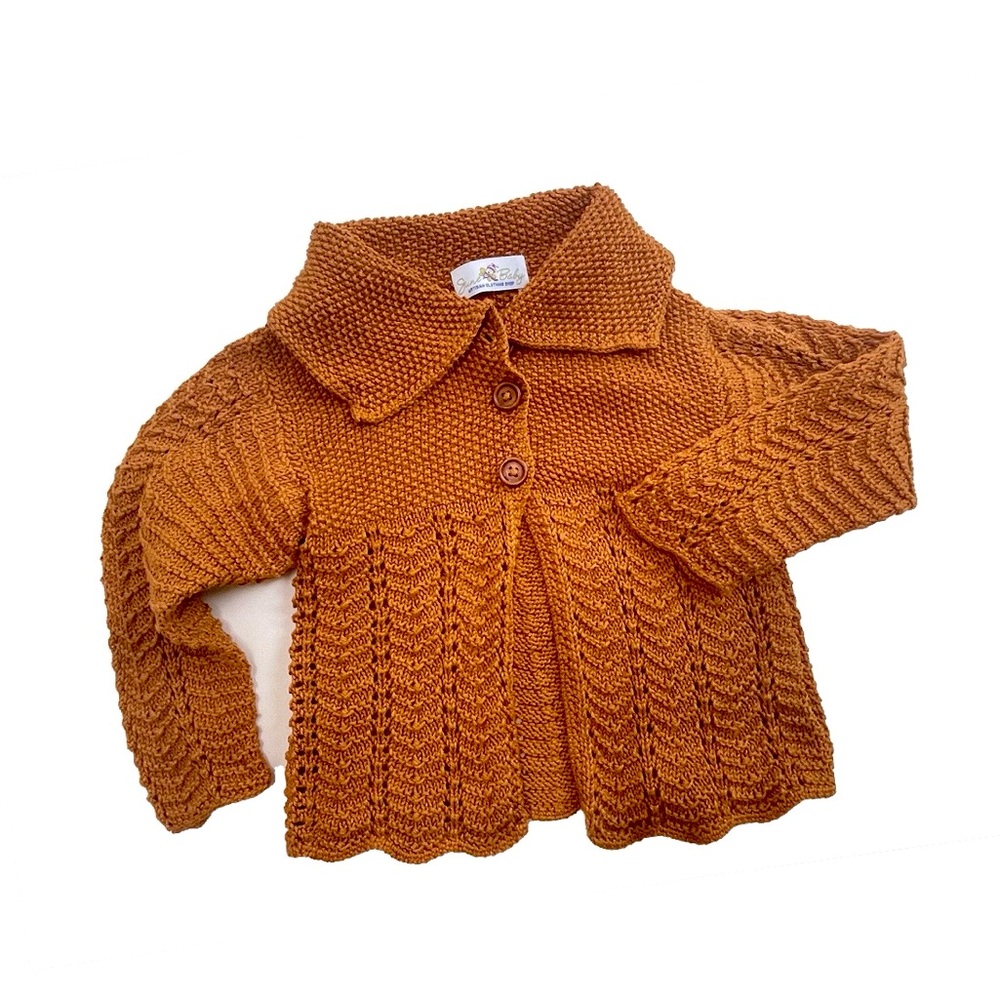 JuneBee Baby Bamboo - Cotton Handknit Cardigan 18-24mo